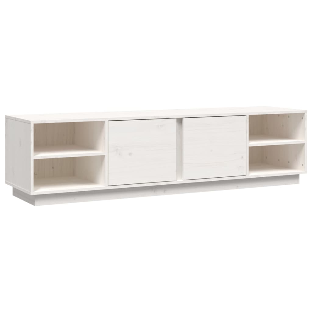 tv-bord 156x40x40 cm massivt fyrretræ hvid