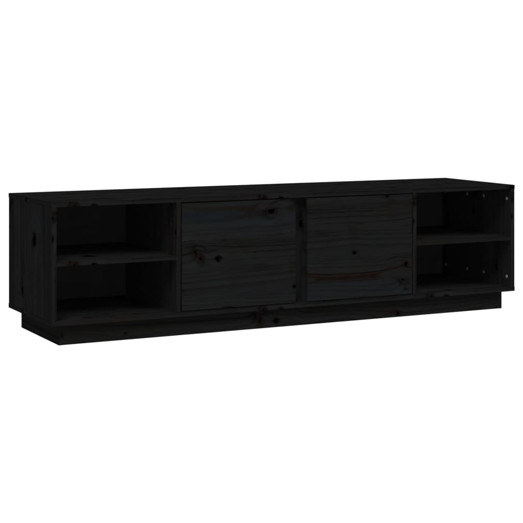 tv-bord 156x40x40 cm massivt fyrretræ sort