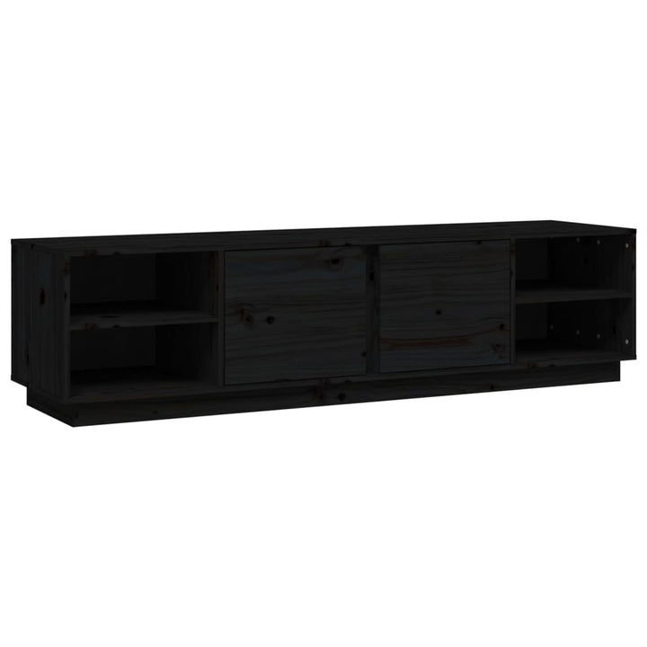 tv-bord 156x40x40 cm massivt fyrretræ sort