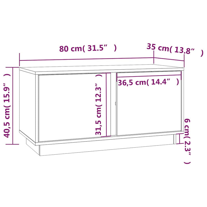 tv-bord 80x35x40,5 cm massivt fyrretræ grå