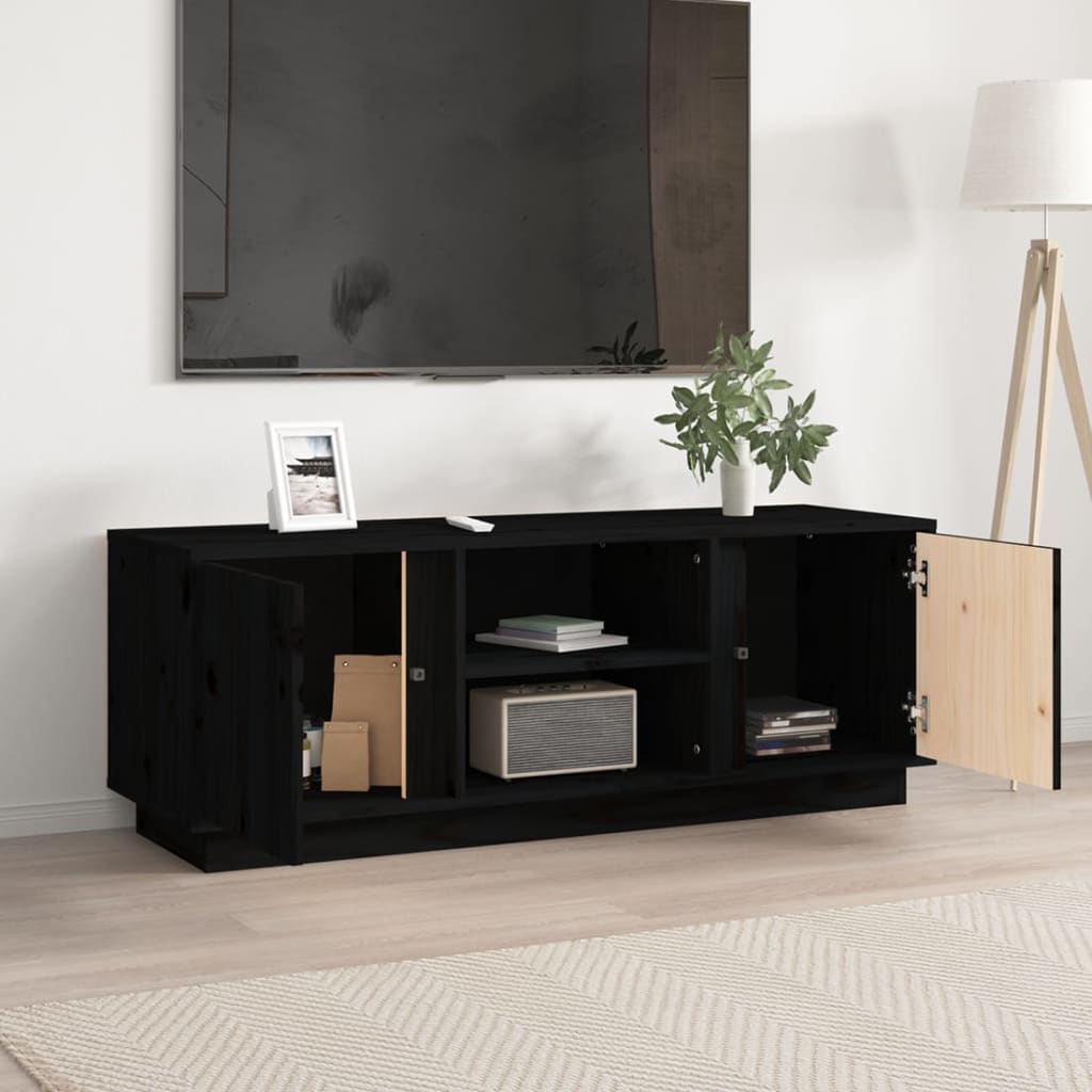 tv-bord 110x35x40,5 cm massivt fyrretræ sort
