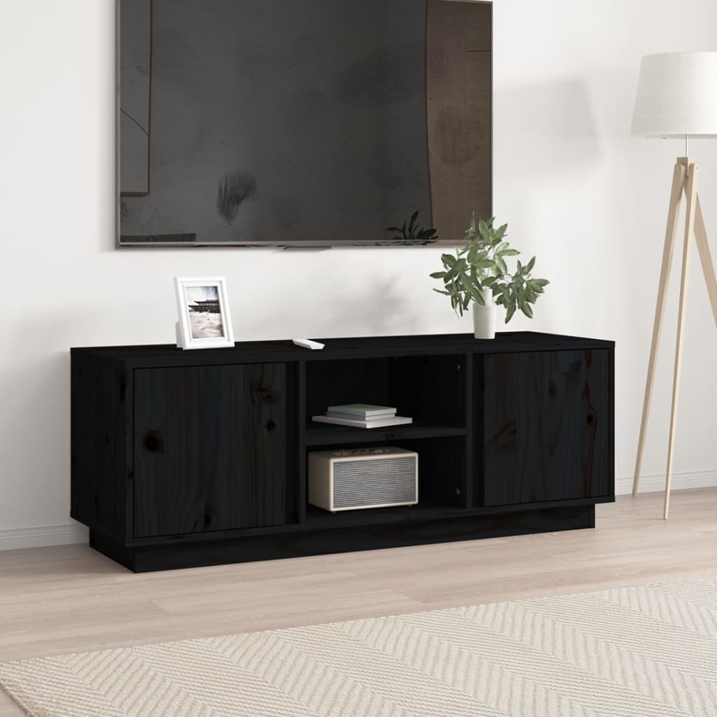 tv-bord 110x35x40,5 cm massivt fyrretræ sort