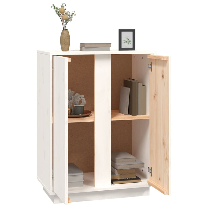 skænk 60x35x80 cm massivt fyrretræ hvid