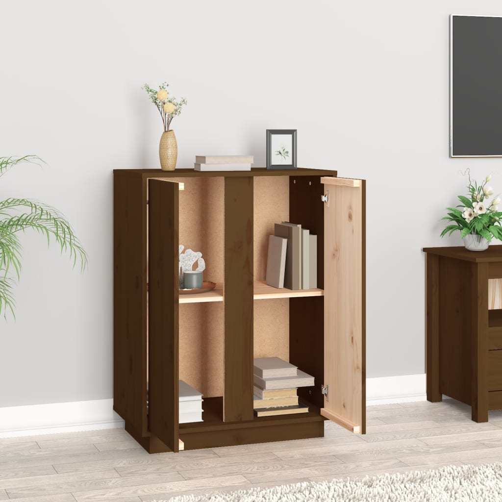 skænk 60x35x80 cm massivt fyrretræ gyldenbrun