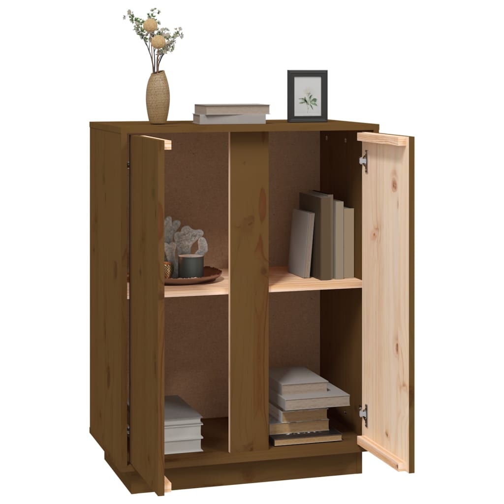 skænk 60x35x80 cm massivt fyrretræ gyldenbrun