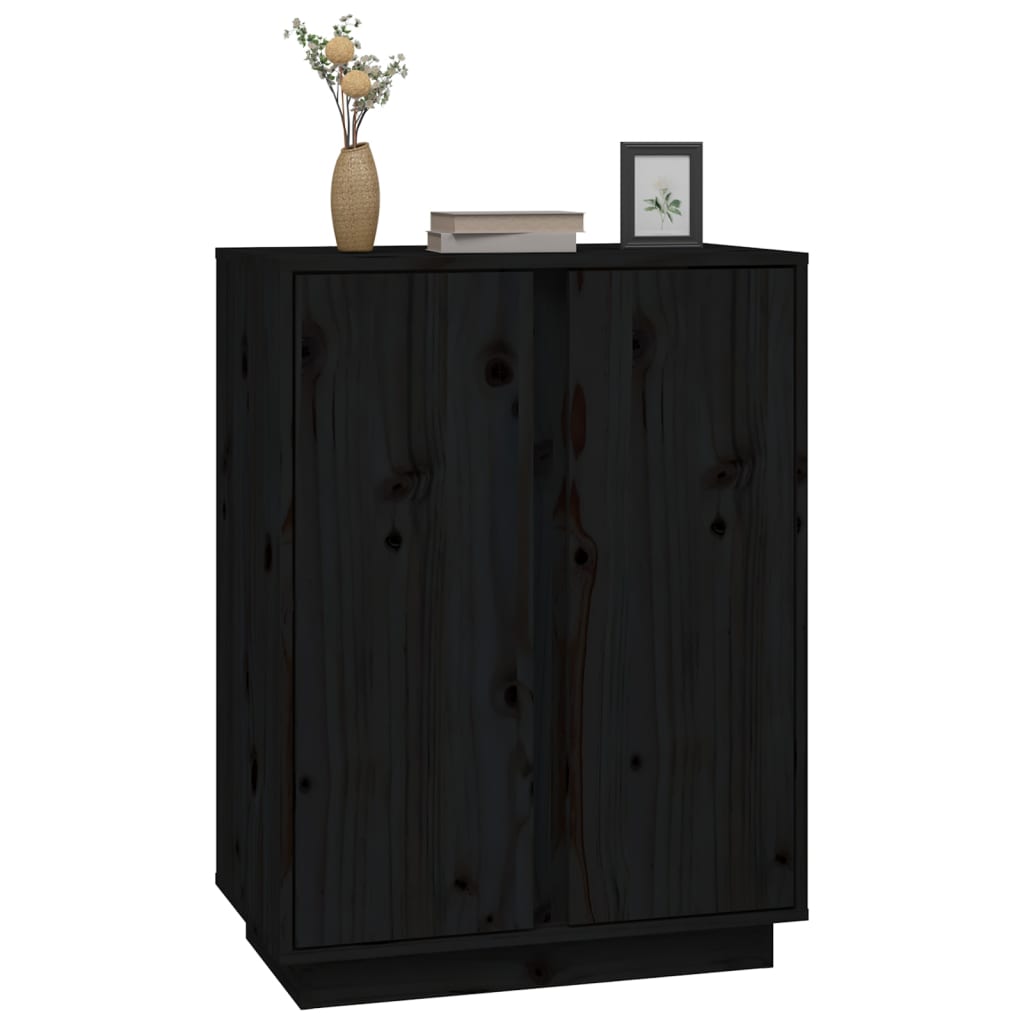 skænk 60x35x80 cm massivt fyrretræ sort
