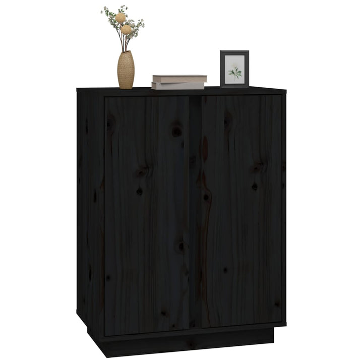 skænk 60x35x80 cm massivt fyrretræ sort