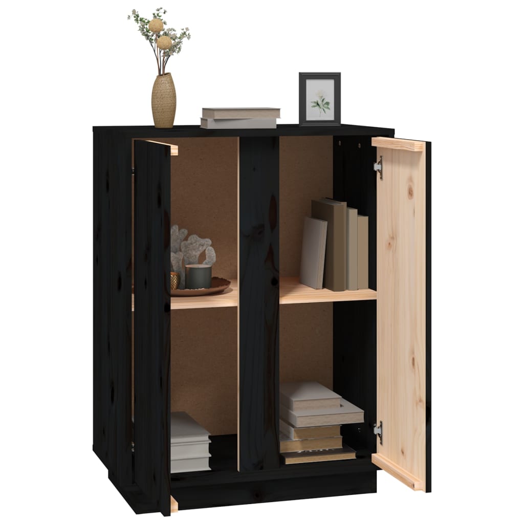 skænk 60x35x80 cm massivt fyrretræ sort