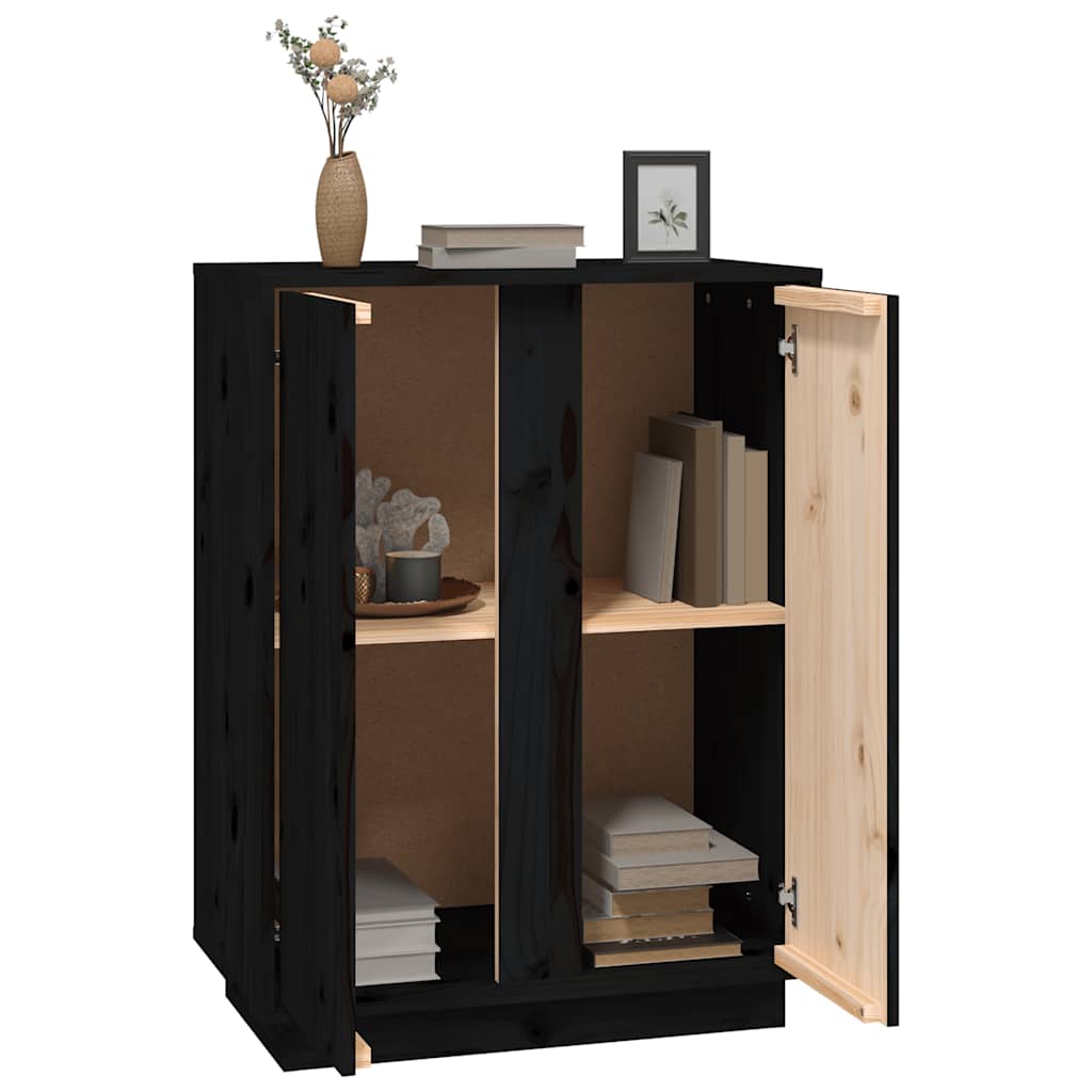 skænk 60x35x80 cm massivt fyrretræ sort