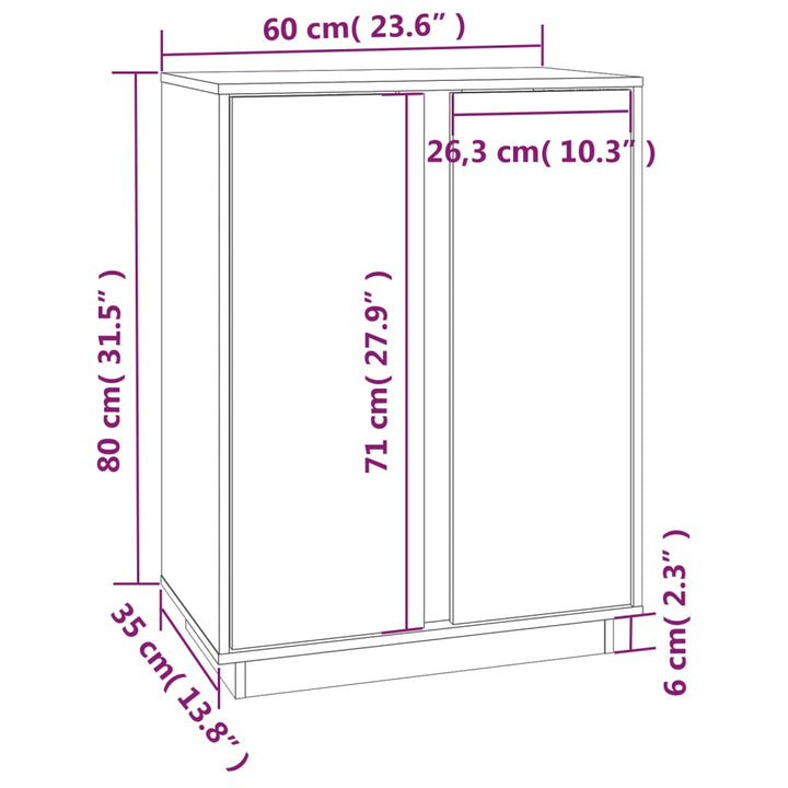 skænk 60x35x80 cm massivt fyrretræ sort
