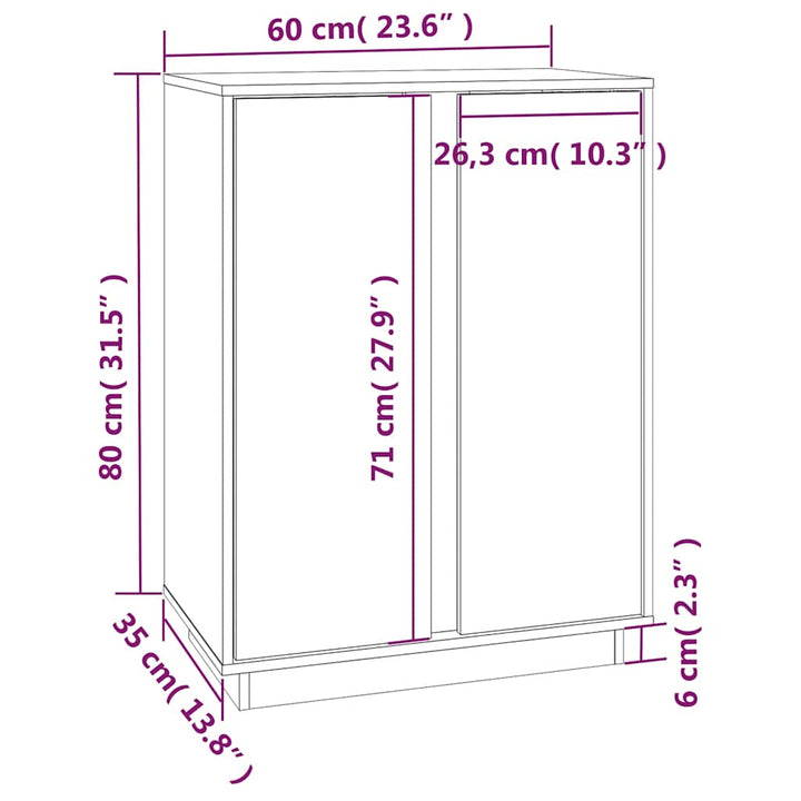 skænk 60x35x80 cm massivt fyrretræ sort