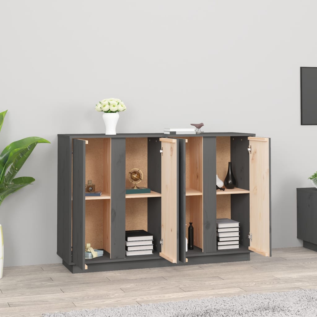 skænk 120x35x80 cm massivt fyrretræ grå
