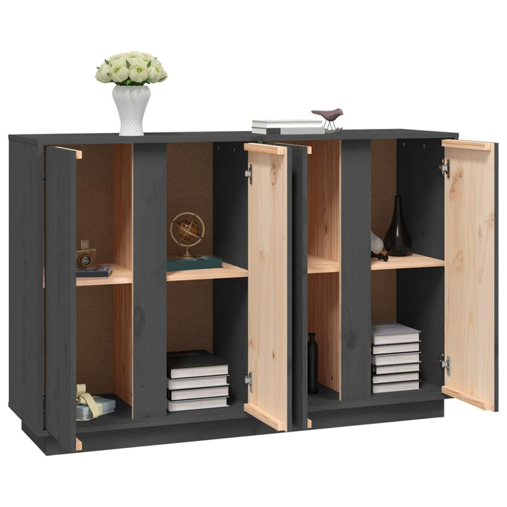 skænk 120x35x80 cm massivt fyrretræ grå