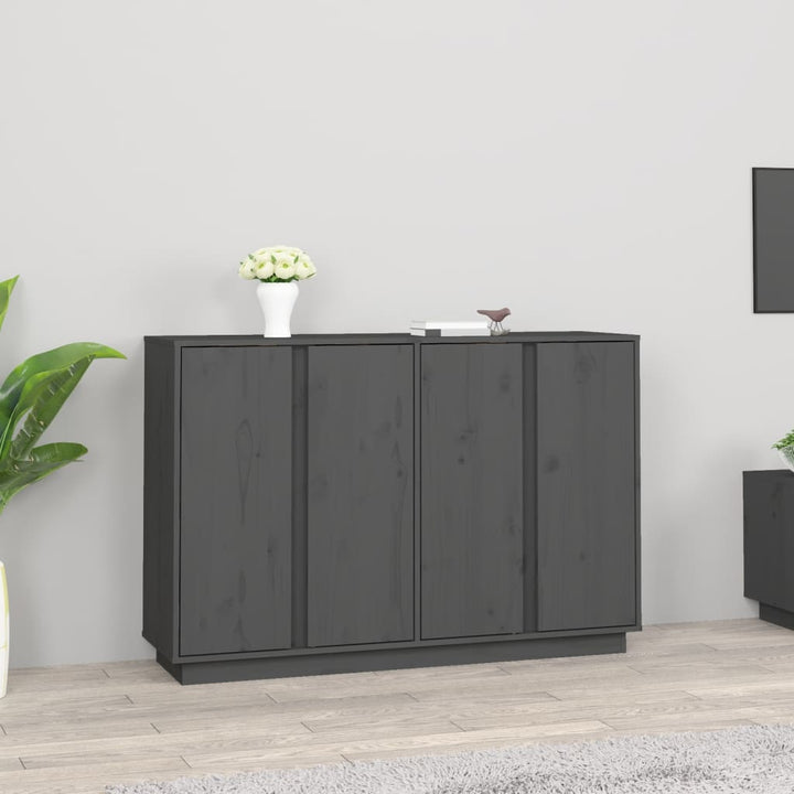 skænk 120x35x80 cm massivt fyrretræ grå