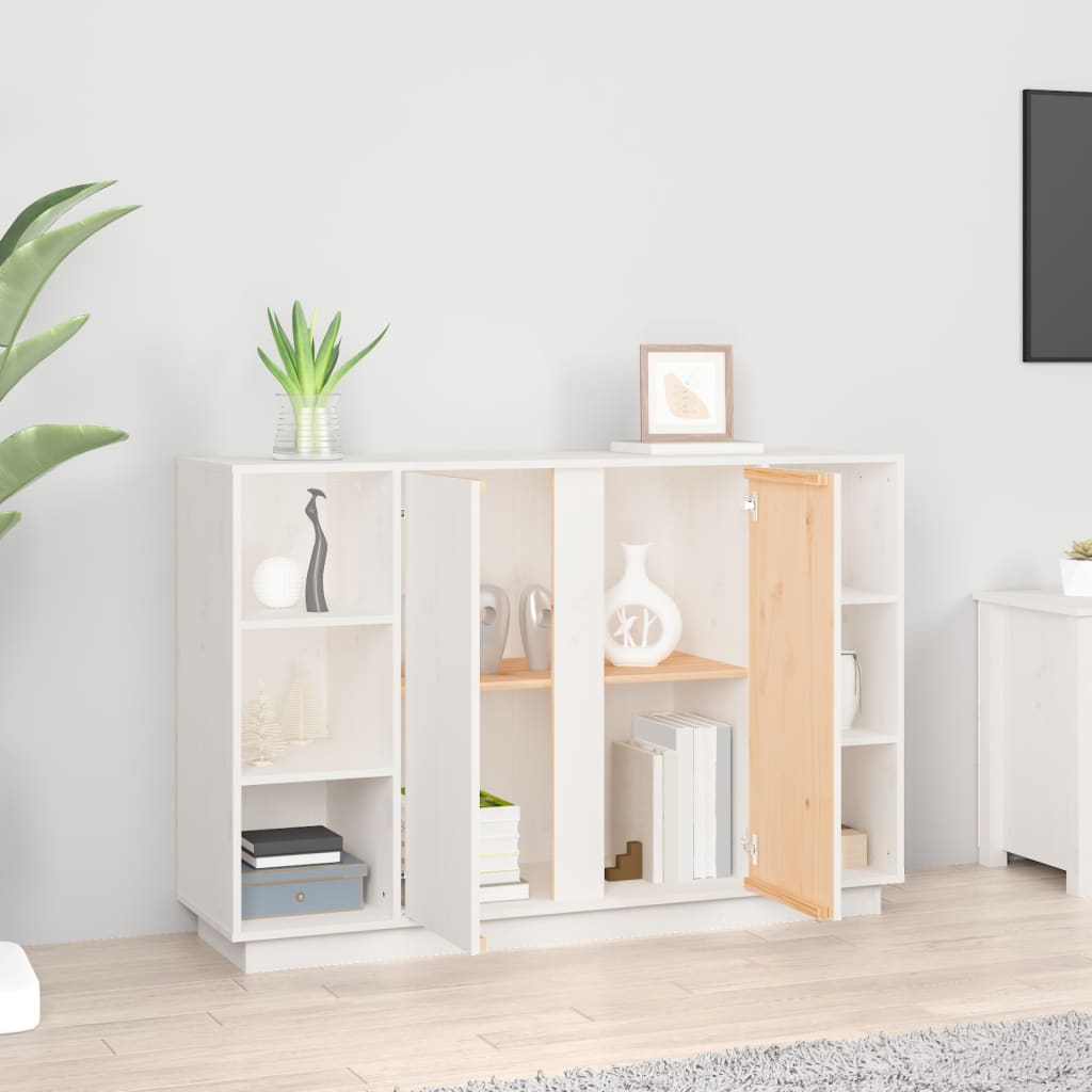 skænk 120x35x80 cm massivt fyrretræ hvid