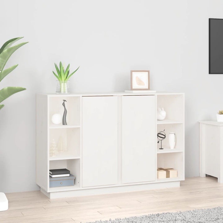 skænk 120x35x80 cm massivt fyrretræ hvid
