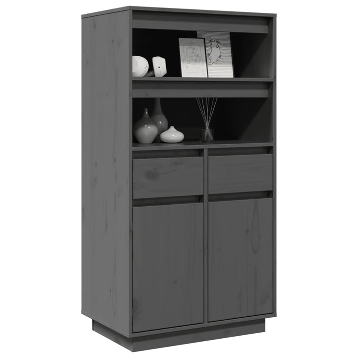 højskab 60x40x116,5 cm massivt fyrretræ grå