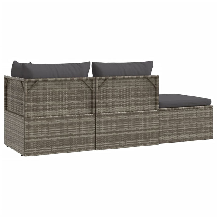 loungesæt til haven 4 dele med hynder polyrattan grå