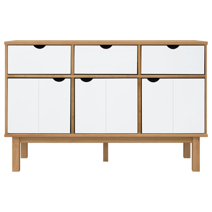 skænk OTTA 113,5x43x73 cm massivt fyrretræ brun og hvid