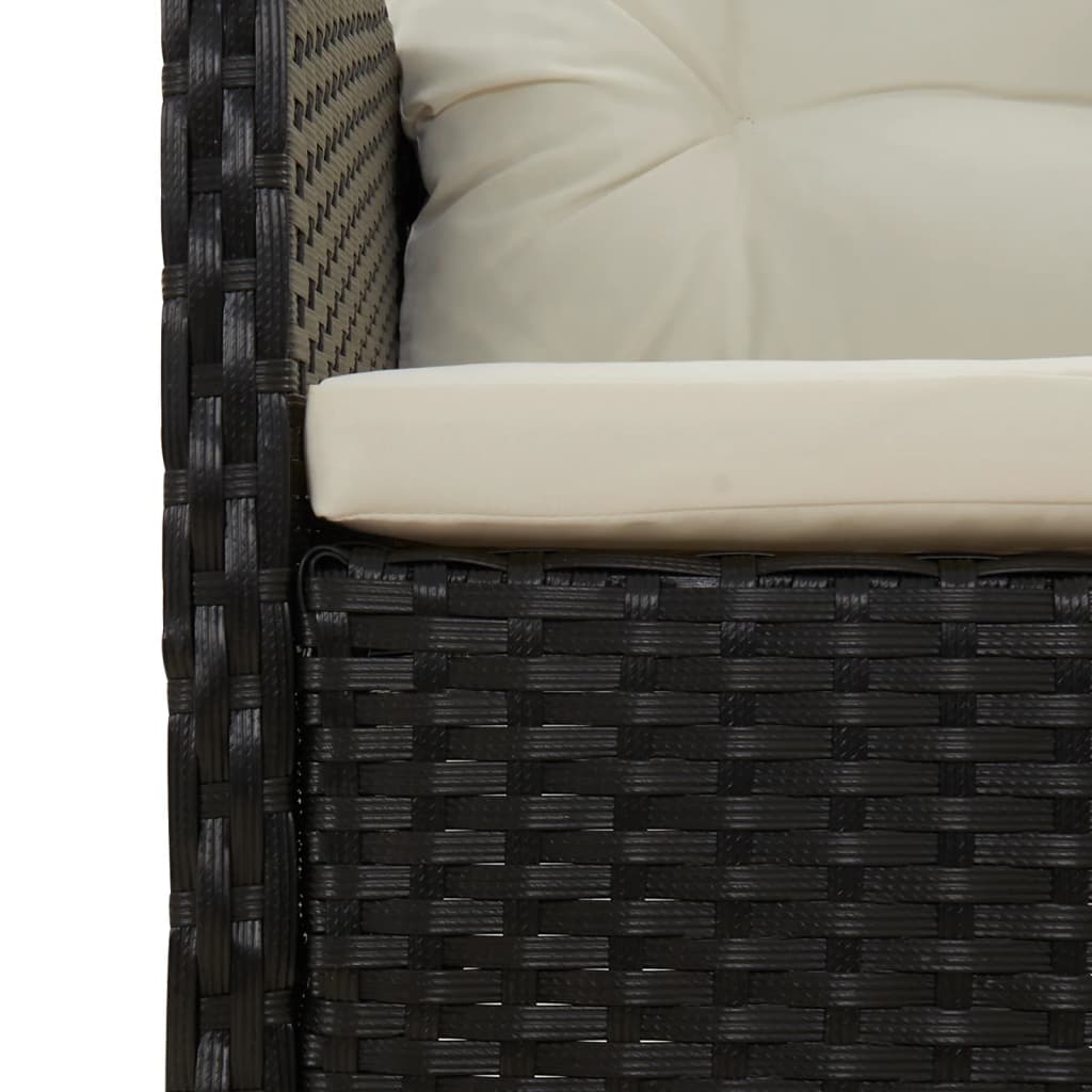 loungesæt til haven 2 dele med hynder polyrattan sort