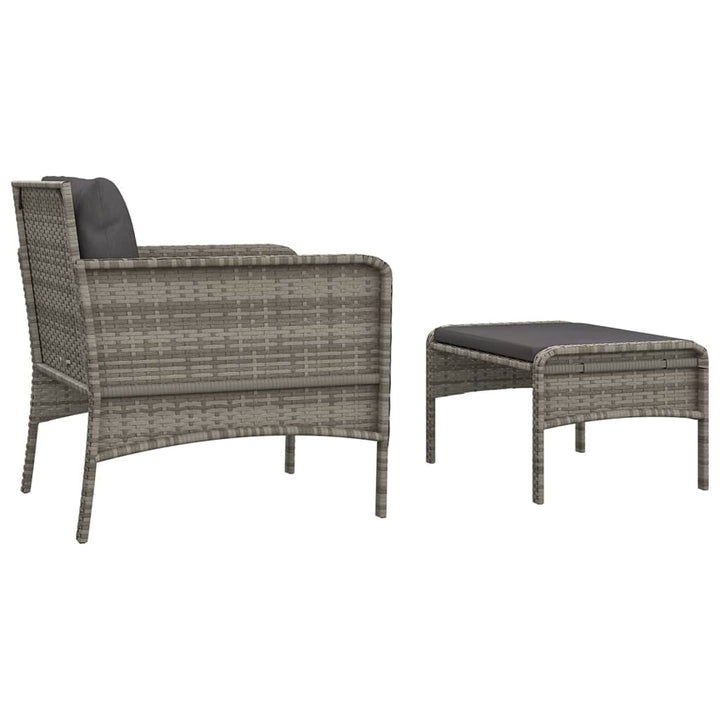 loungesæt til haven 2 dele med hynder polyrattan grå