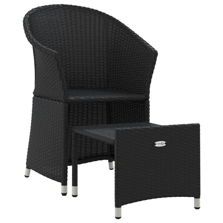 loungesæt til haven 2 dele med hynder polyrattan sort
