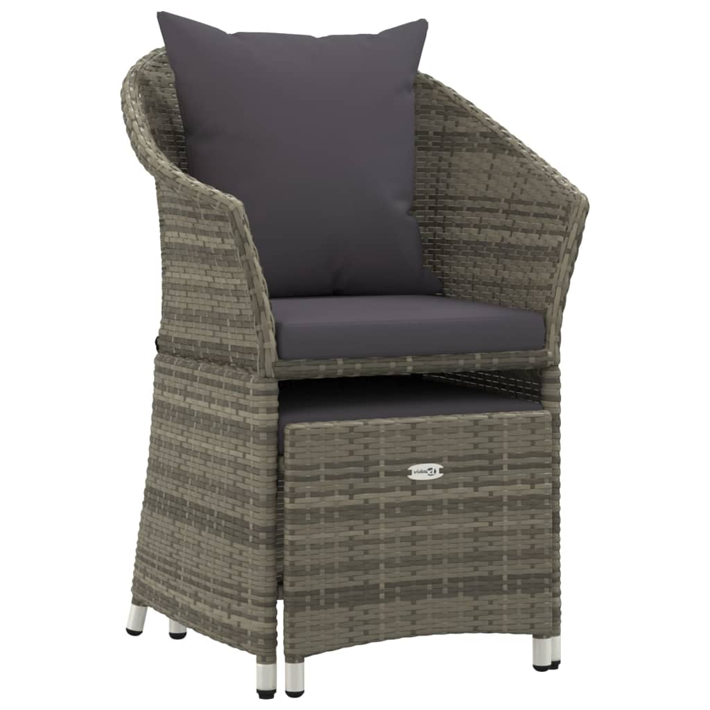 loungesæt til haven 2 dele med hynder polyrattan grå