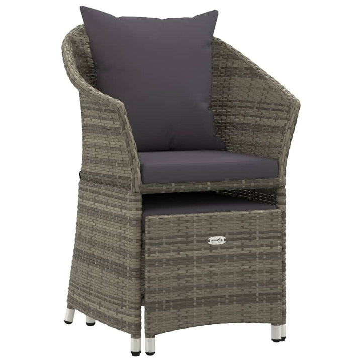 loungesæt til haven 2 dele med hynder polyrattan grå
