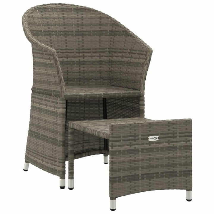 loungesæt til haven 2 dele med hynder polyrattan grå
