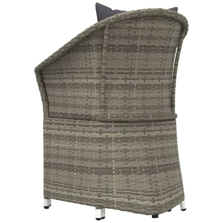 loungesæt til haven 2 dele med hynder polyrattan grå