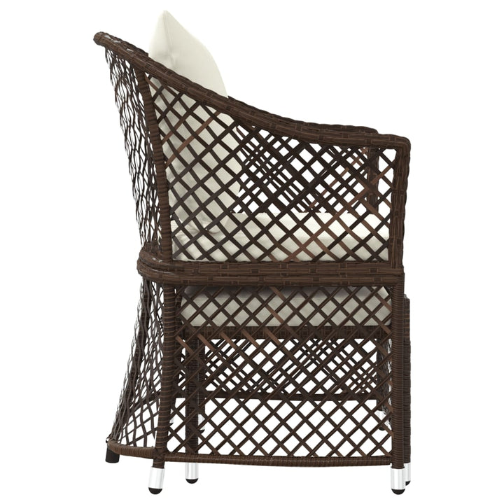 loungesæt til haven 2 dele med hynder polyrattan brun