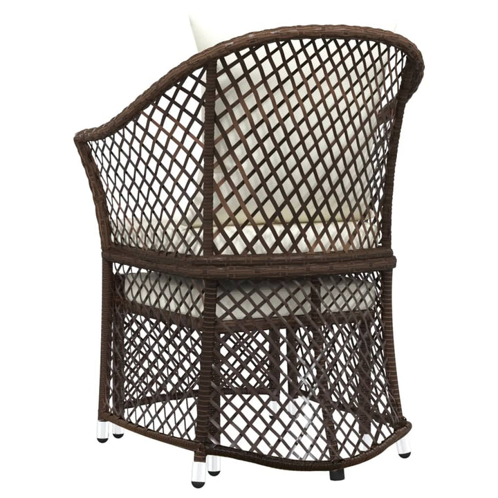 loungesæt til haven 2 dele med hynder polyrattan brun