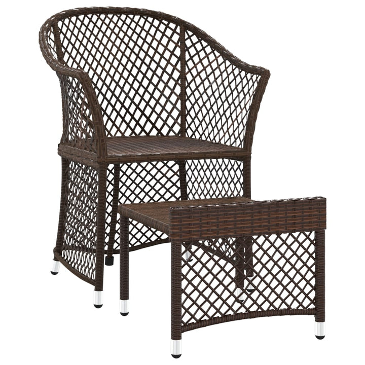 loungesæt til haven 2 dele med hynder polyrattan brun