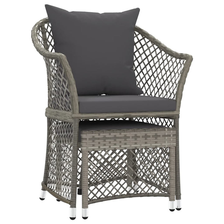 loungesæt til haven 2 dele med hynder polyrattan grå