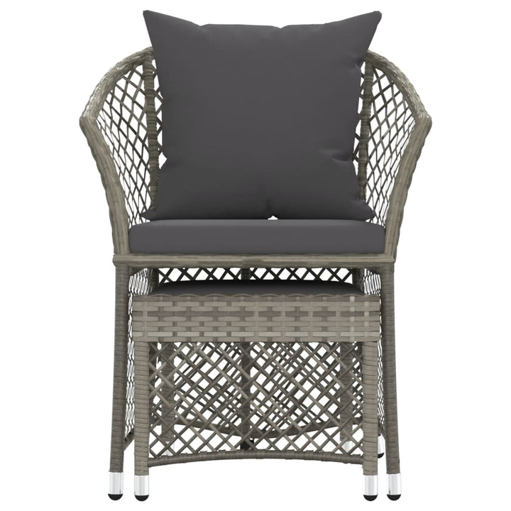 loungesæt til haven 2 dele med hynder polyrattan grå