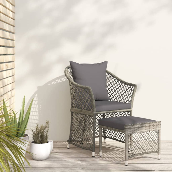 loungesæt til haven 2 dele med hynder polyrattan grå