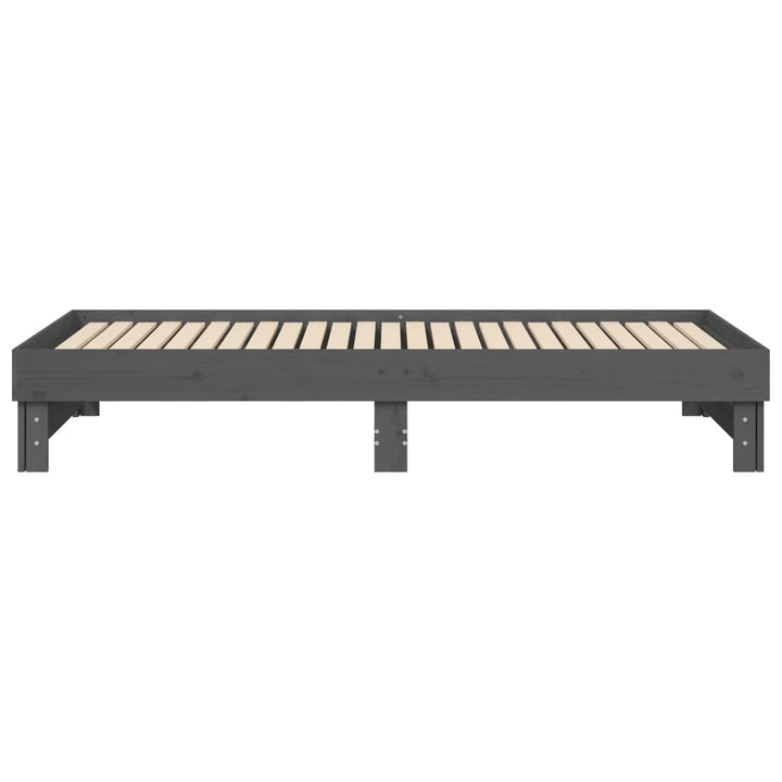 daybed med udtræk 2x(100x200) cm massivt fyrretræ grå
