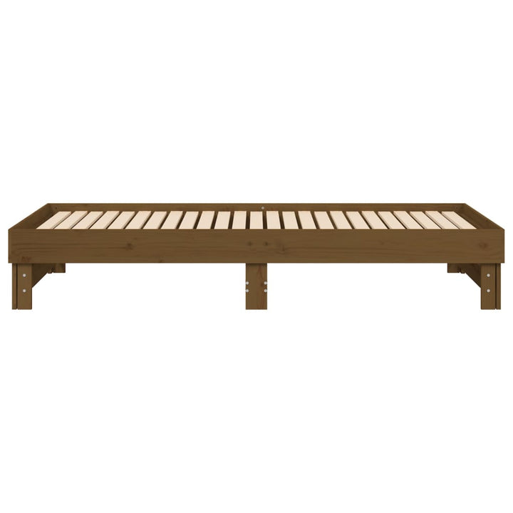 daybed med udtræk 2x(100x200) cm massivt fyrretræ gyldenbrun