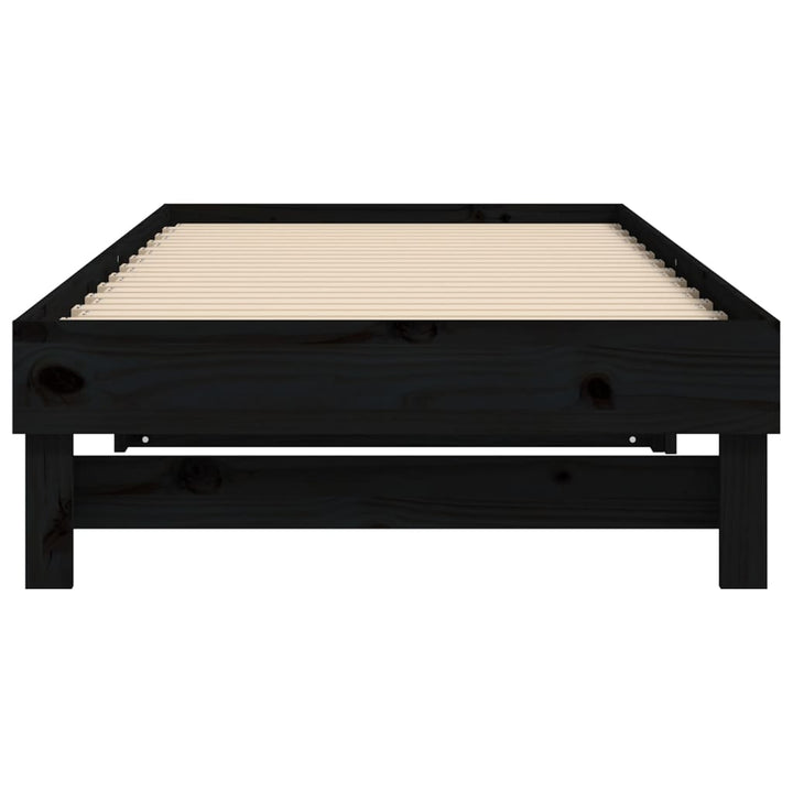 daybed med udtræk 2x(100x200) cm massivt fyrretræ sort