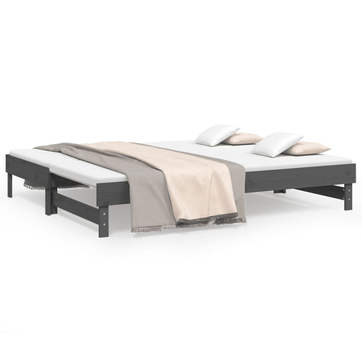 daybed med udtræk 2x(90x200) cm massivt fyrretræ grå