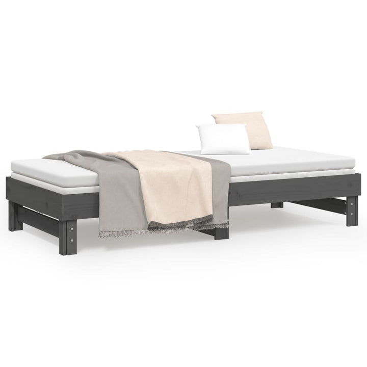 daybed med udtræk 2x(90x200) cm massivt fyrretræ grå