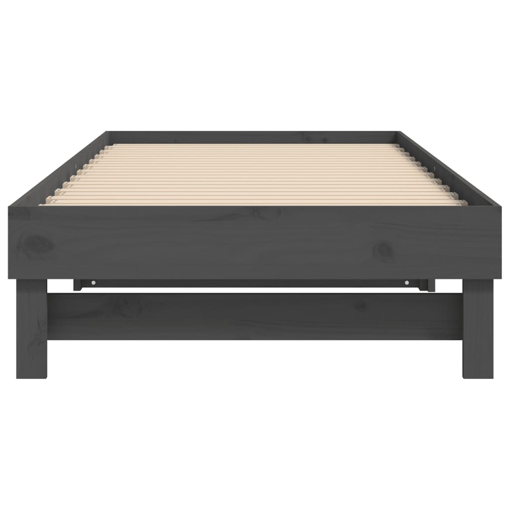 daybed med udtræk 2x(90x200) cm massivt fyrretræ grå
