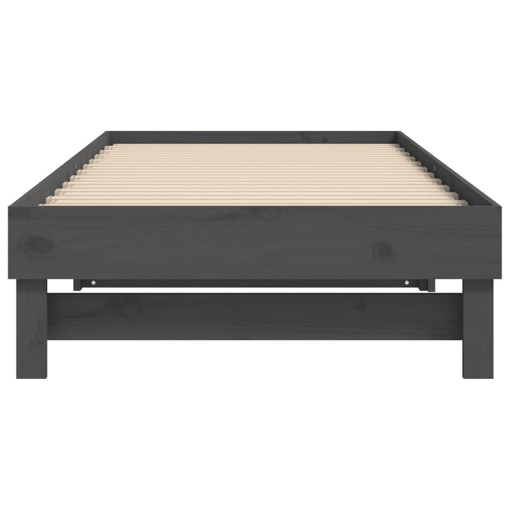 daybed med udtræk 2x(90x200) cm massivt fyrretræ grå