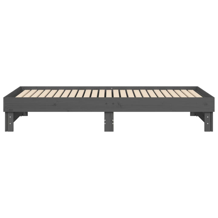 daybed med udtræk 2x(90x200) cm massivt fyrretræ grå