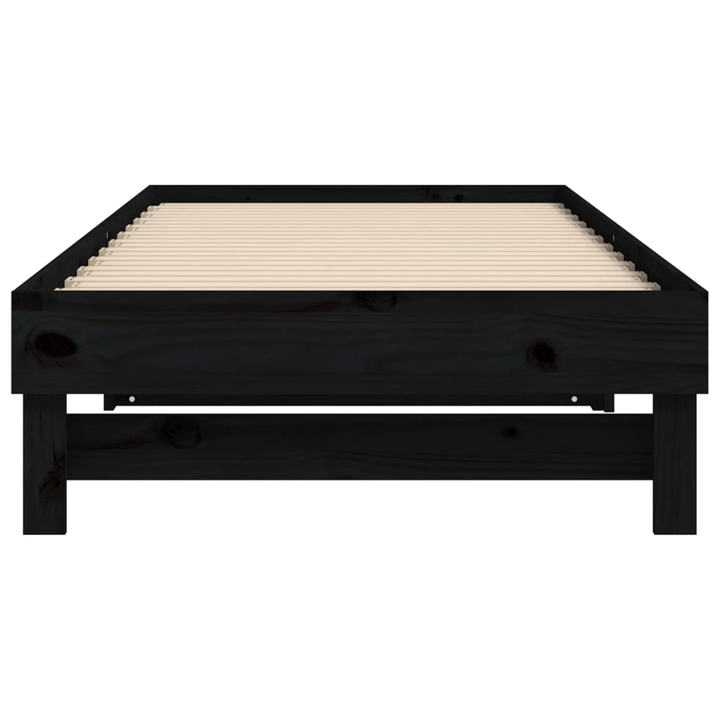 daybed med udtræk 2x(90x200) cm massivt fyrretræ sort