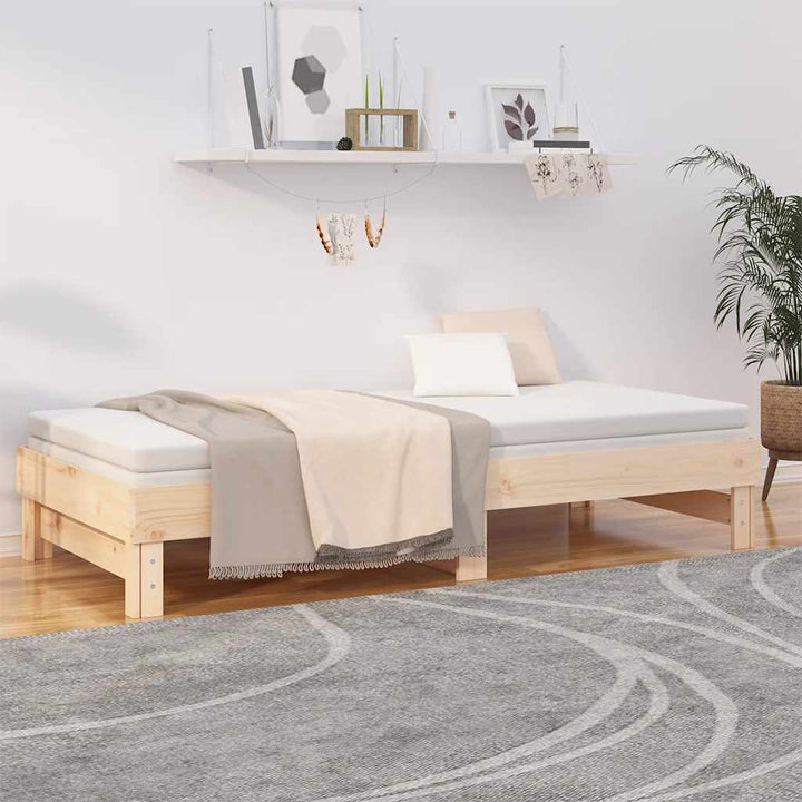 daybed med udtræk 2x(80x200) cm massivt fyrretræ