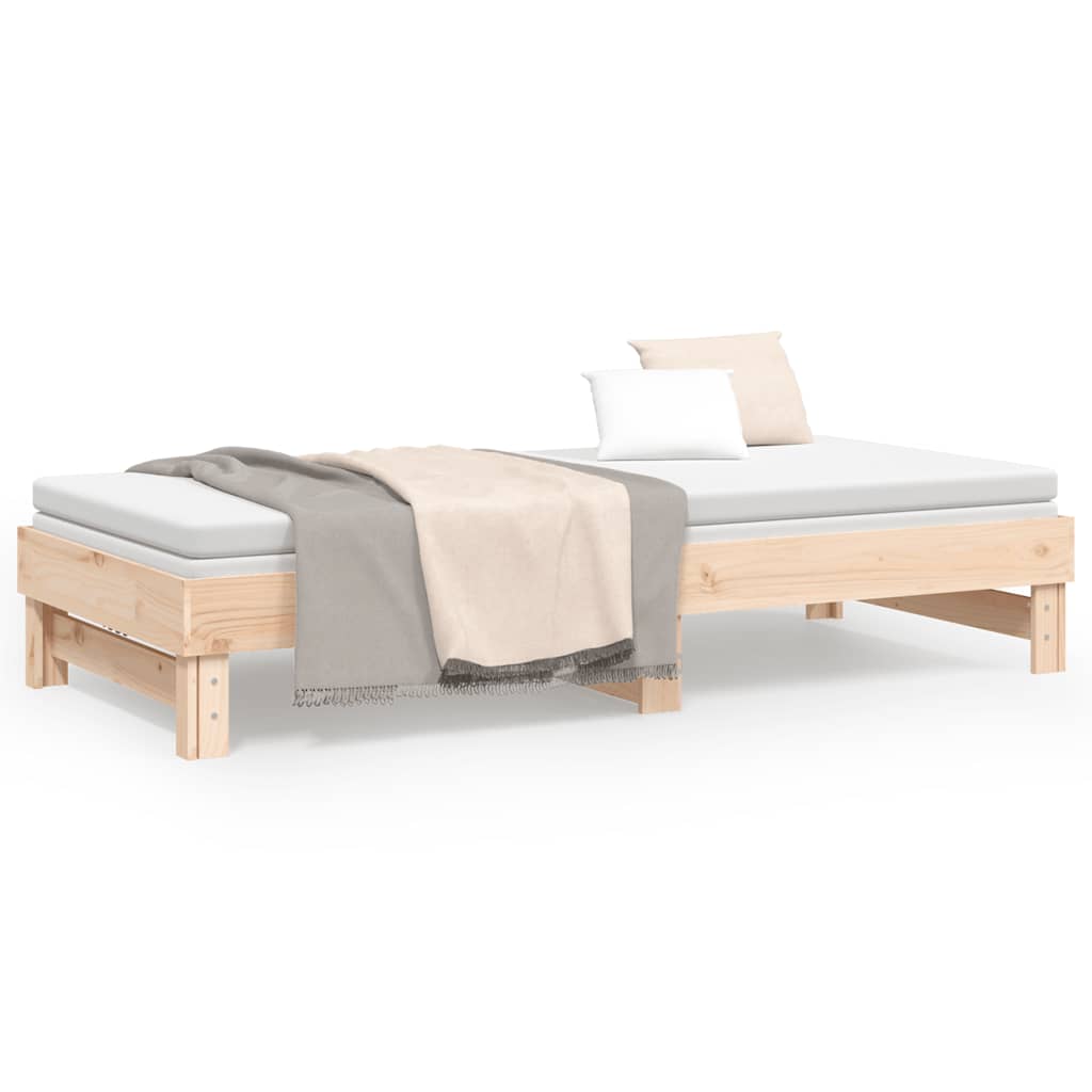 daybed med udtræk 2x(80x200) cm massivt fyrretræ
