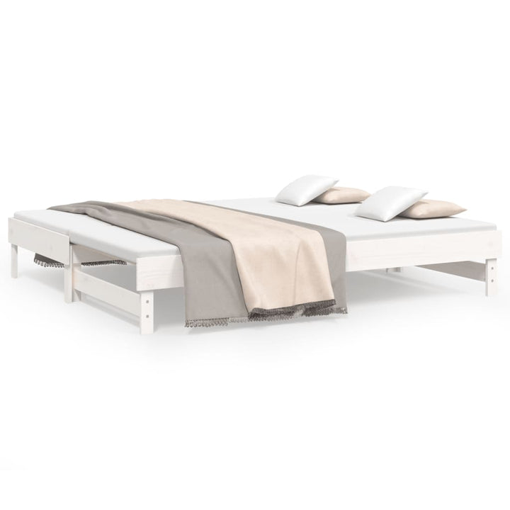 daybed med udtræk 2x(80x200) cm massivt fyrretræ hvid