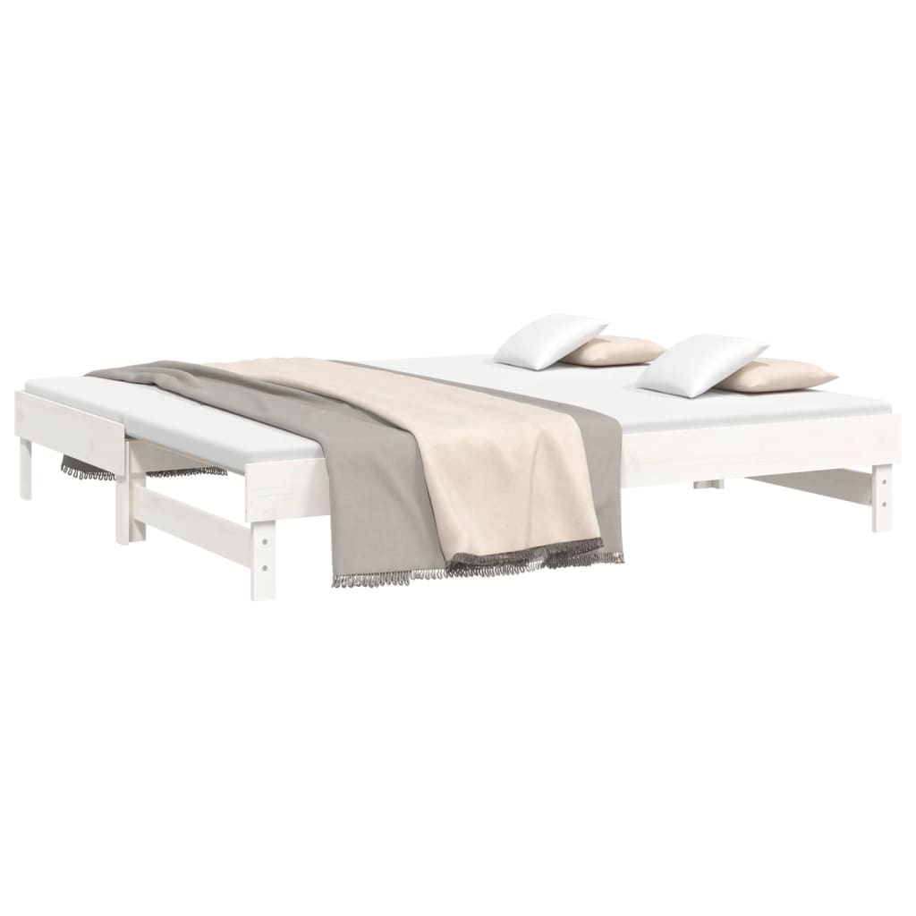 daybed med udtræk 2x(80x200) cm massivt fyrretræ hvid