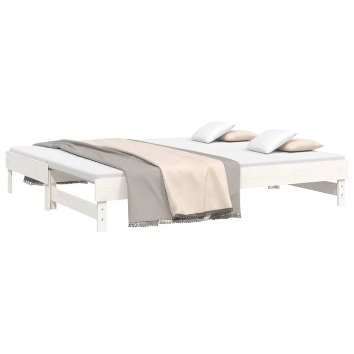daybed med udtræk 2x(80x200) cm massivt fyrretræ hvid